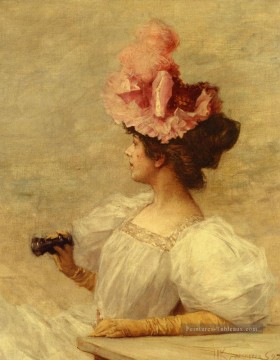 Femme avec des lunettes d’opéra femmes Kaemmerer Frederik Hendrik Peinture à l'huile